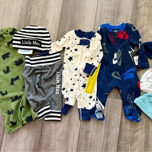 Baby boy infant size newborn all for $30 Nike, carters , Hanna Anderson(organic)